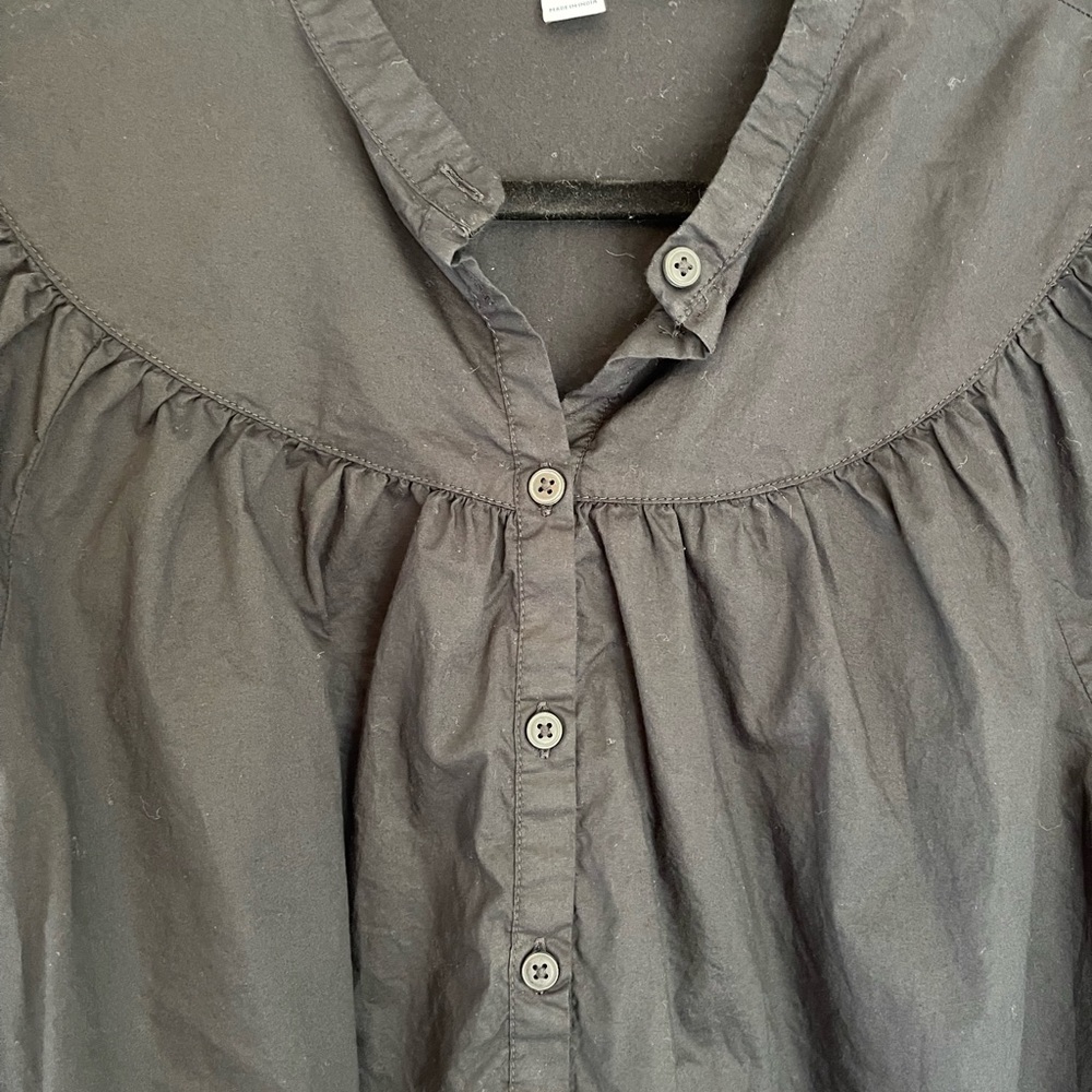 NWT Puff-Sleeve Henley Button Shirt Black Size XL - Picture 5 of 6